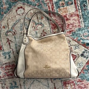 Coach Tan and Cream Shoulder Bag
